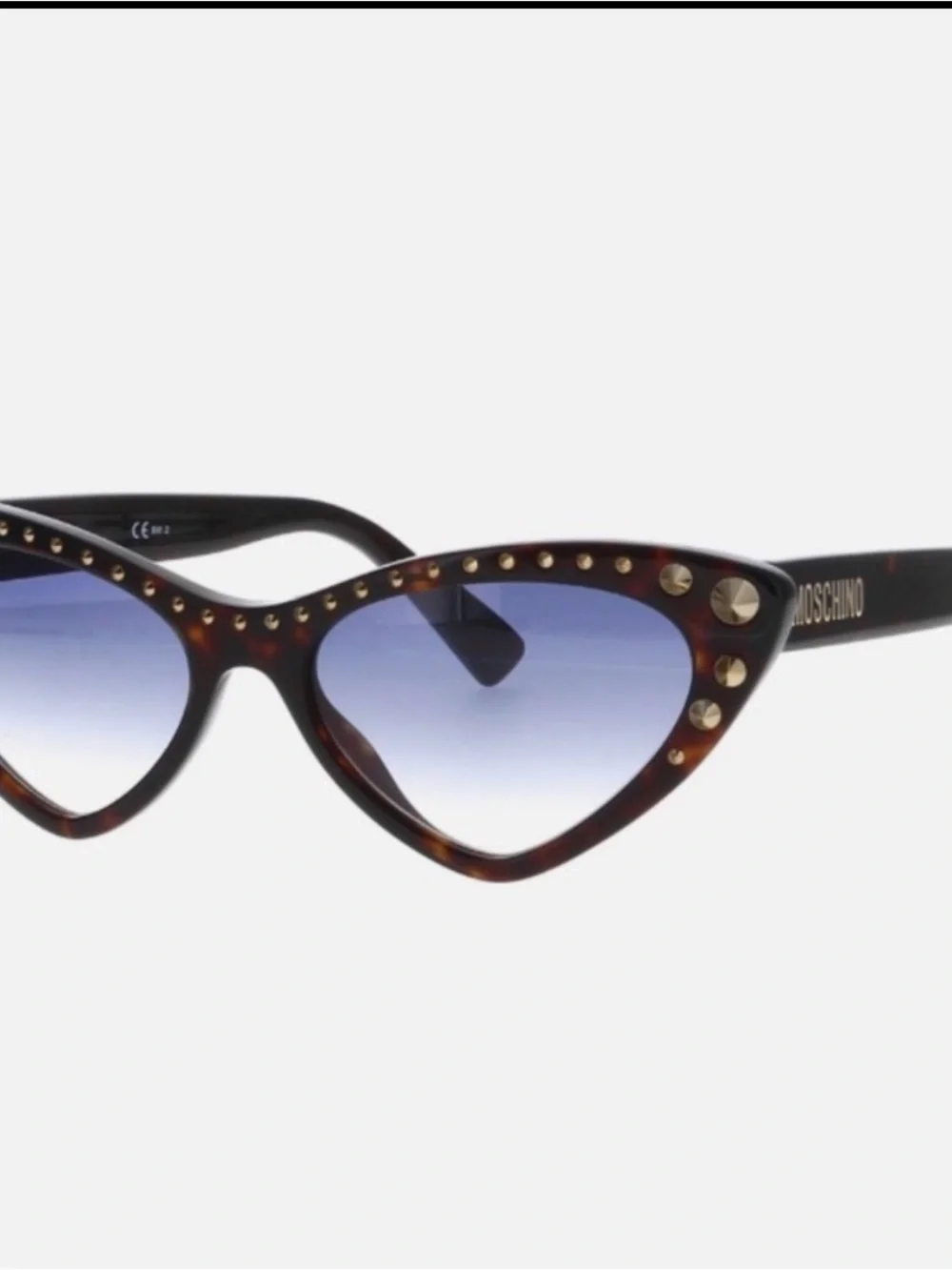 Moschino Tortoiseshell Cat-Eye Sunglasses with Gold Studs
